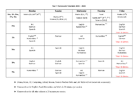 Year 7 Homework Timetable 2021-2022