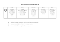 Year 9 Homework Timetable 2022-2023 – new