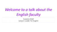 Year 7 Parents Coffee Morning – English Faculty Presentation – 24th November 2022