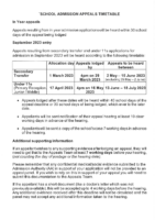 School Admission Appeals Timetable