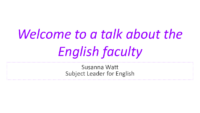 Year 7 Parents English Faculty Presentation – 2022