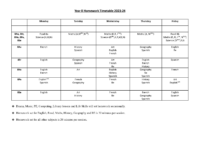 Year 8 Homework Timetable 2023-2024